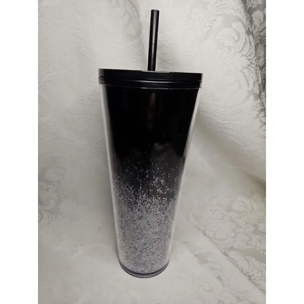 Starbucks BLACK OMBRE SILVER GLITTER‎ Tumbler Venti Holiday 2019 Blingy Sparkle - Picture 4 of 7